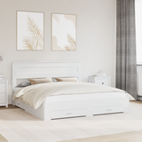 Bed Frame with Headboard White 180 x 200 cm Engineered Wood - Front View