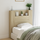 Storage Headboard with LED Sonoma Oak Engineered Wood - Side View