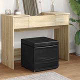 Stool Black 41 x 41 x 40 cm Faux Leather and Engineered Wood - Front View