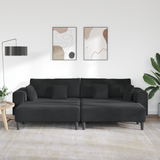 Sofa 3 pcs Black 250 x 188 x 76 cm Velvet - Side View
