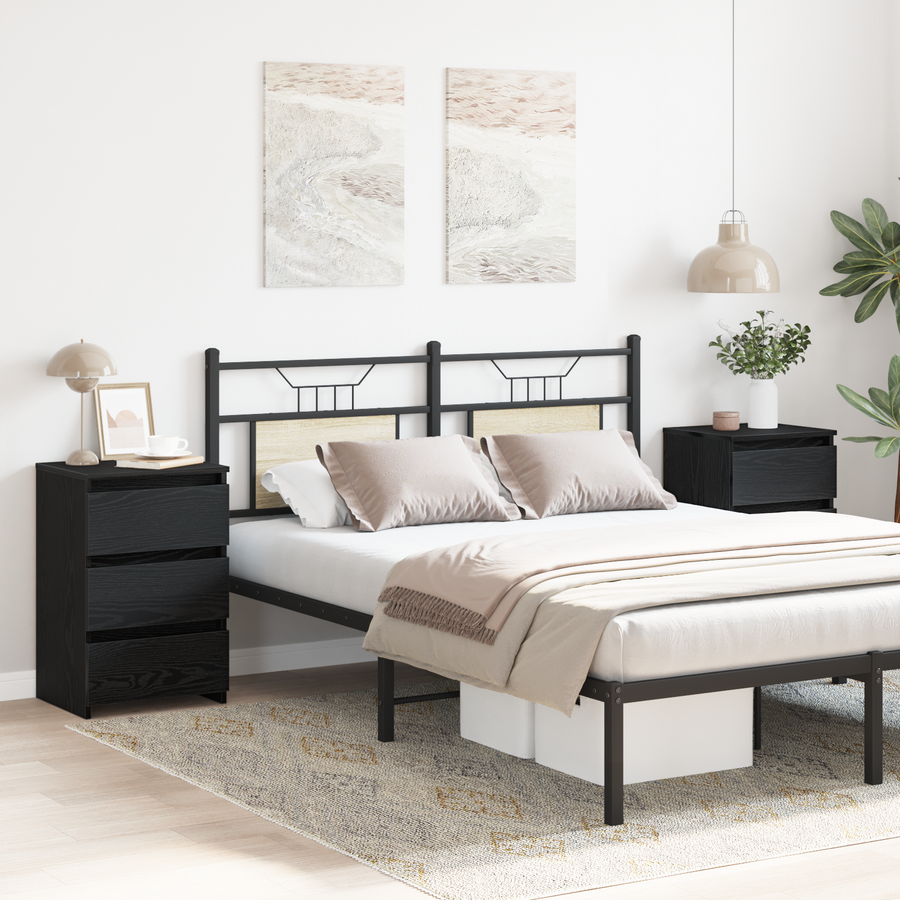 Bedside Cabinet 2 pcs Black Oak 40 x 35 x 62,5 cm