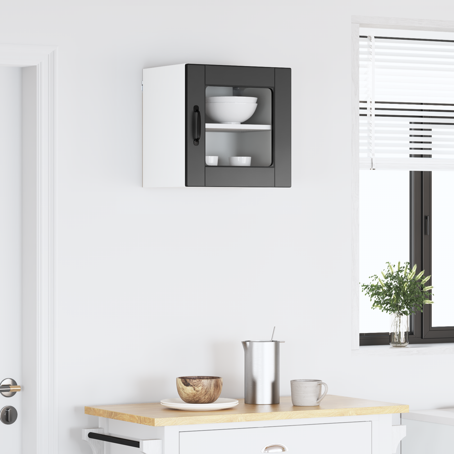 Wall Glass Cabinet PORTO Black 40 x 31 x 40 cm Engineered Wood