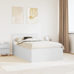 Bed Frame with Headboard White 135 x 190 cm Engineered Wood