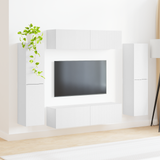 TV Cabinet Set 8 pcs White Engineered Wood