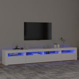 TV Cabinet with LED Lights White 240x35x40 cm - Front View