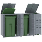Wheelie Bin Storage for 3 Bins Grey 207x79x117 cm Steel - Front View