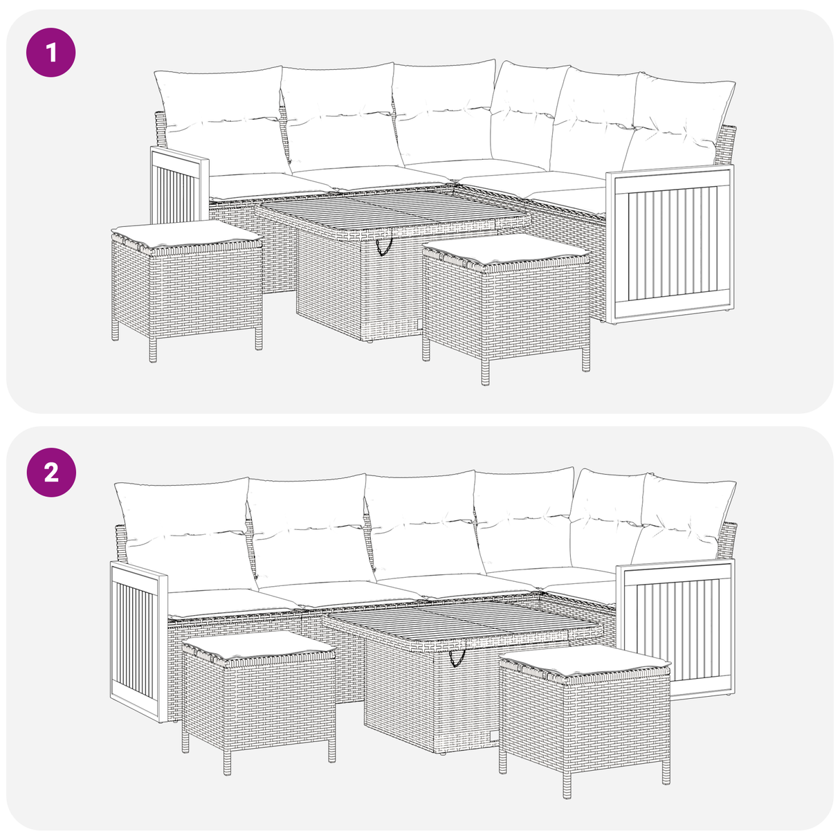 Garden Sofa Set 8 pcs Black Poly Rattan and Powder-Coated Steel