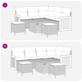 Garden Sofa Set 8 pcs Black Poly Rattan and Powder-Coated Steel