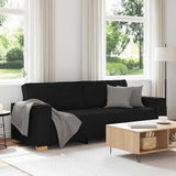 3-Seater Sofa Black 220x78x84 cm Fabric - Front View