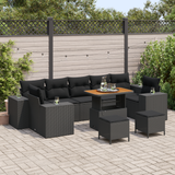 Garden Sofa Set with Cushion with Storage 10 pcs Black - Front View