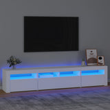 TV Cabinet with LED Lights White 210x35x40 cm - Front View