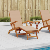 Reclining and Folding Sunlounger 2 pcs Taupe Solid Acacia Wood - Front View