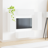 TV Wall Cabinet Set Wall-mounted 4 pcs White Engineered Wood