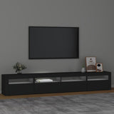 TV Cabinet with LED Lights Black 240x35x40 cm - Side View