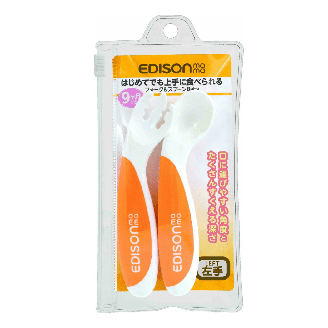 EDISON mama ForkSpoon Beginner SetOrange left Handed-2006733438828285952