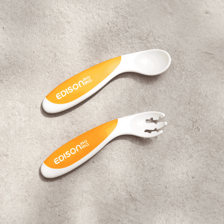 EDISON mama ForkSpoon Beginner SetOrange left Handed-2006733438828285956