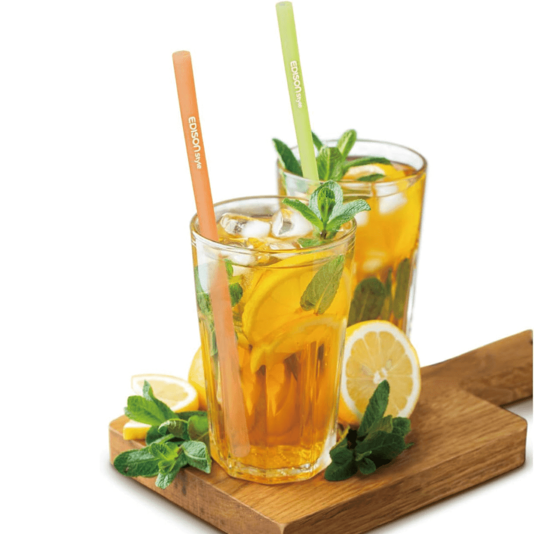 EDISON mama Resealable Silicone Zipper Straw Green/Orange-1954803144978468869