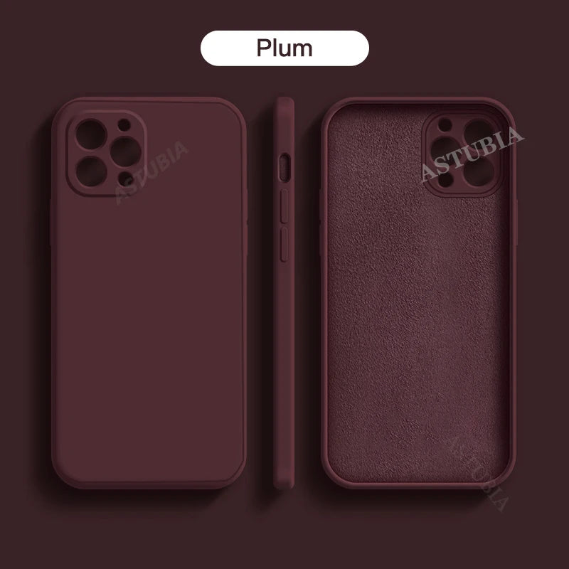New Plain Neon Liquid Silicone Colorful Soft Case for iPhone 16 15 14 13 12 11 Pro Max Plus Fluorescent Microfiber Pink Cover