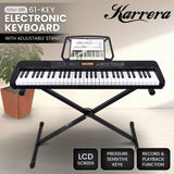 Karrera 61-Key Electronic Keyboard with LCD Display and Touch Response in Black CHJ-291 - Front View
