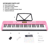 Karrera 61-Key Electronic Keyboard with LCD and Touch Response in Pink CHJ-291 - Extra Image