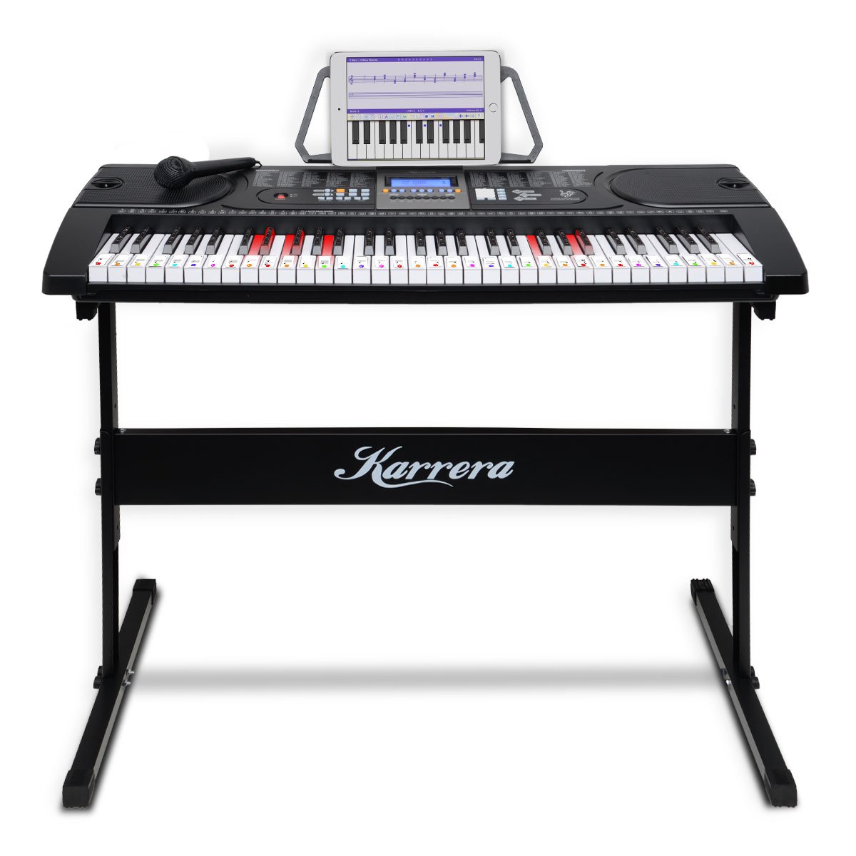 Karrera 61-Keys Electronic LED Keyboard Piano with Stand - Black