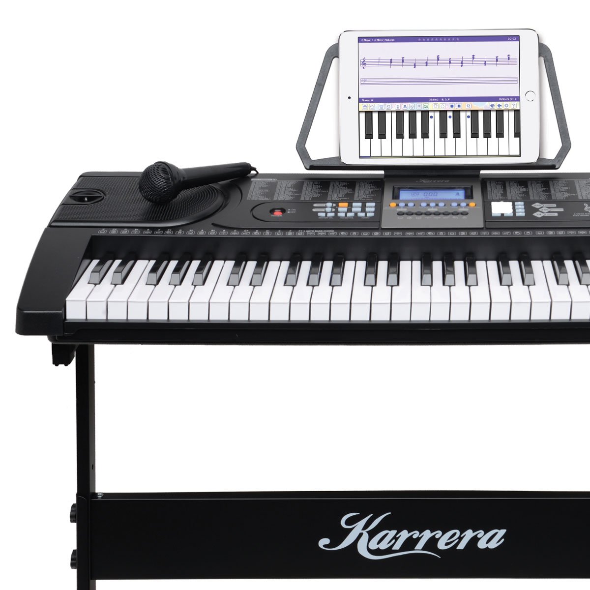 Karrera 61-Keys Electronic LED Keyboard Piano with Stand - Black
