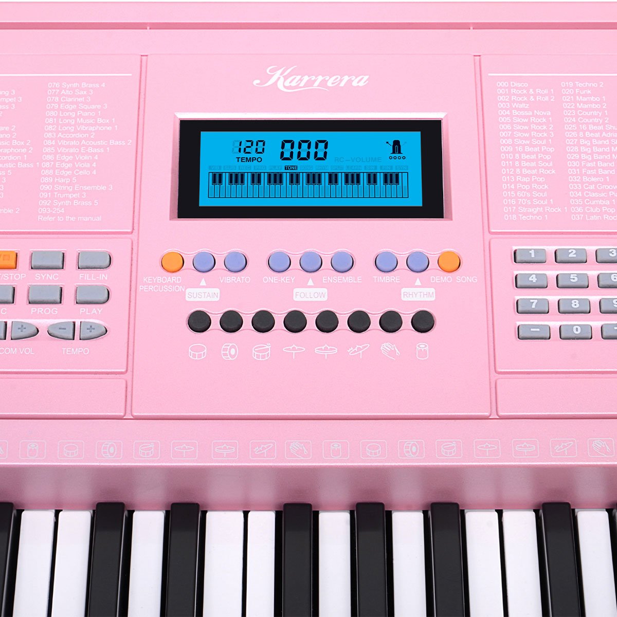 Karrera 61-Key Electronic Keyboard Piano Music with Stand - Pink