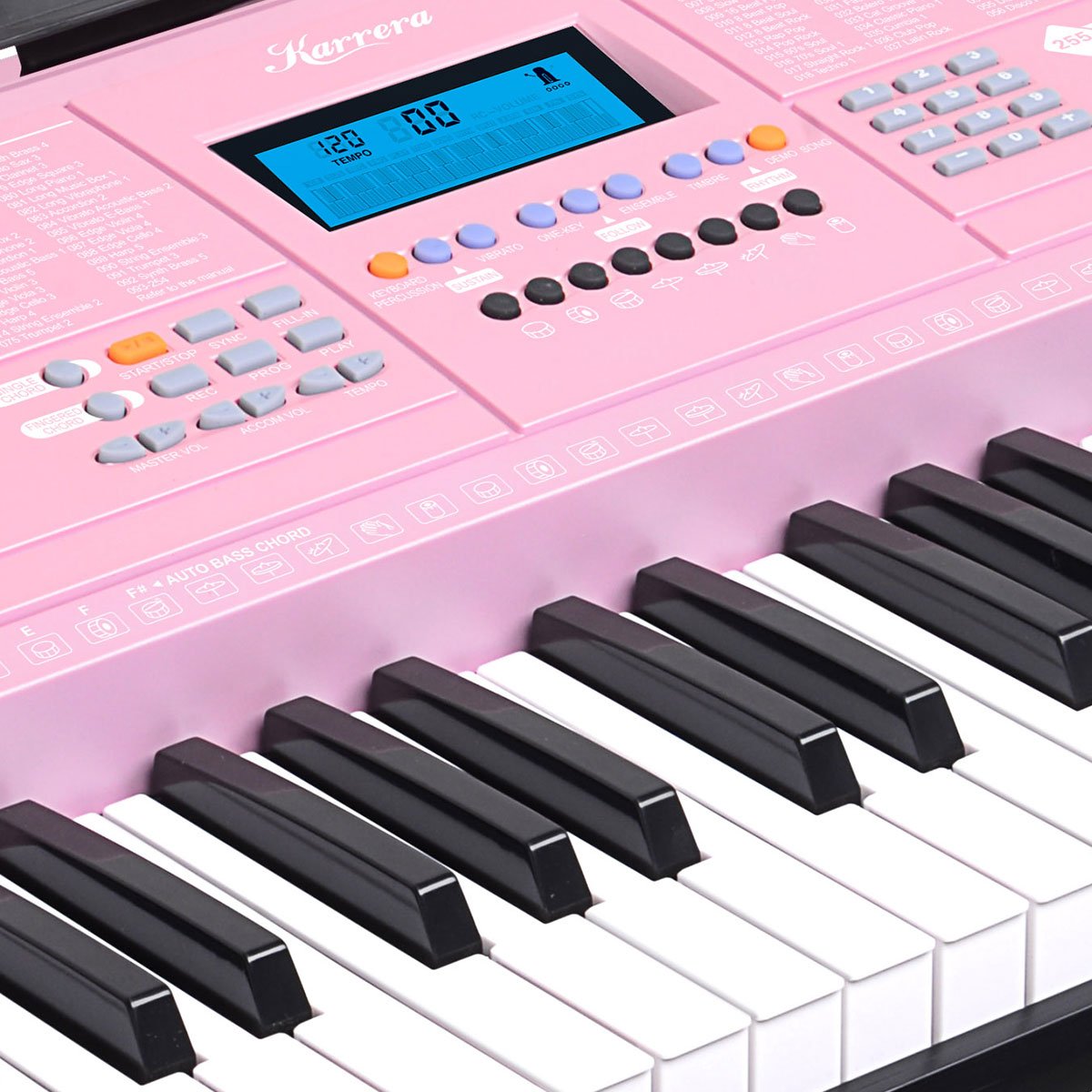 Karrera 61-Key Electronic Keyboard Piano Music with Stand - Pink