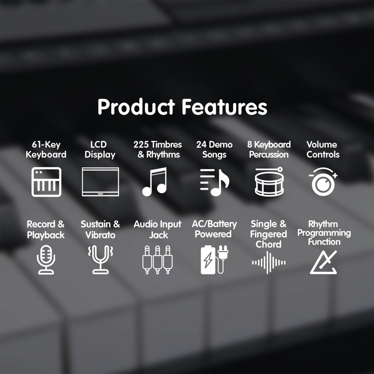 Karrera 61-Key Electronic LED Keyboard Piano with Stand - Silver