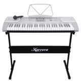 Karrera 61 Keys Electronic Keyboard Teaching Piano with Electric Stand in Silver CHJ-61