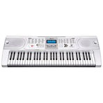Karrera 61 Keys Electronic Keyboard Teaching Piano with Electric Stand in Silver CHJ-61