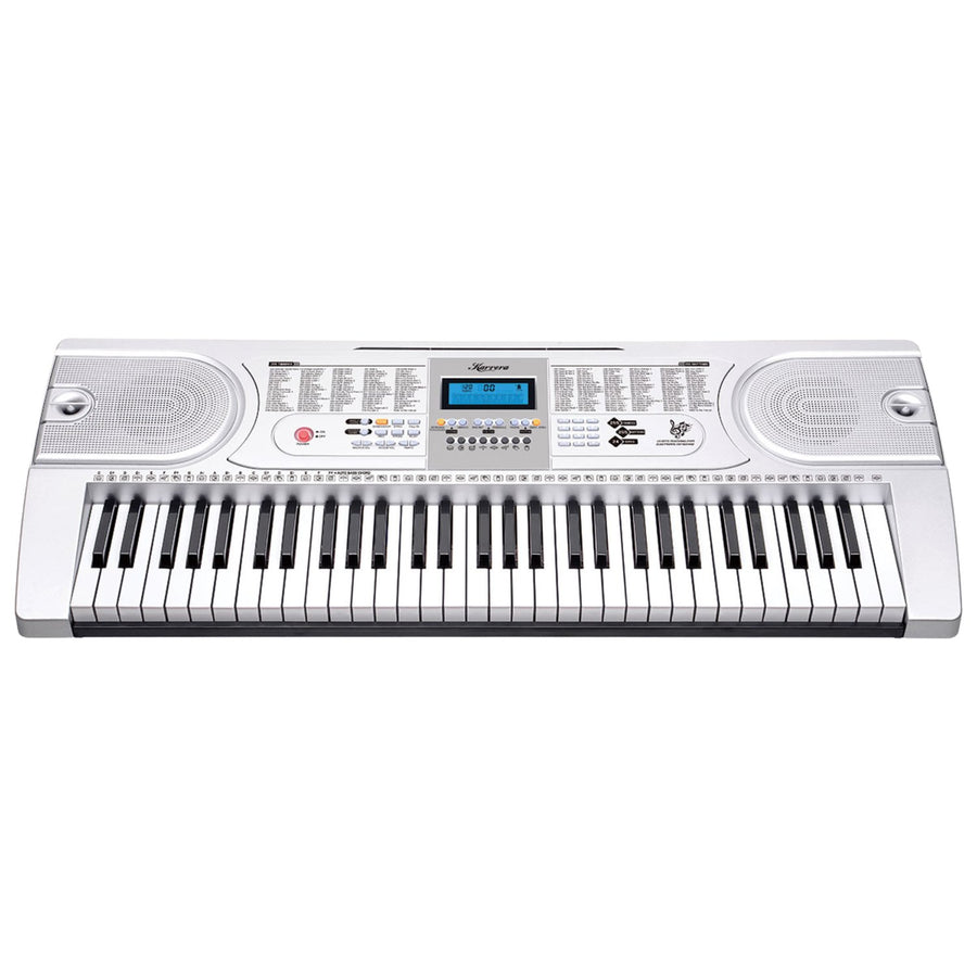Karrera 61 Keys Electronic Keyboard Teaching Piano with Electric Stand in Silver CHJ-61