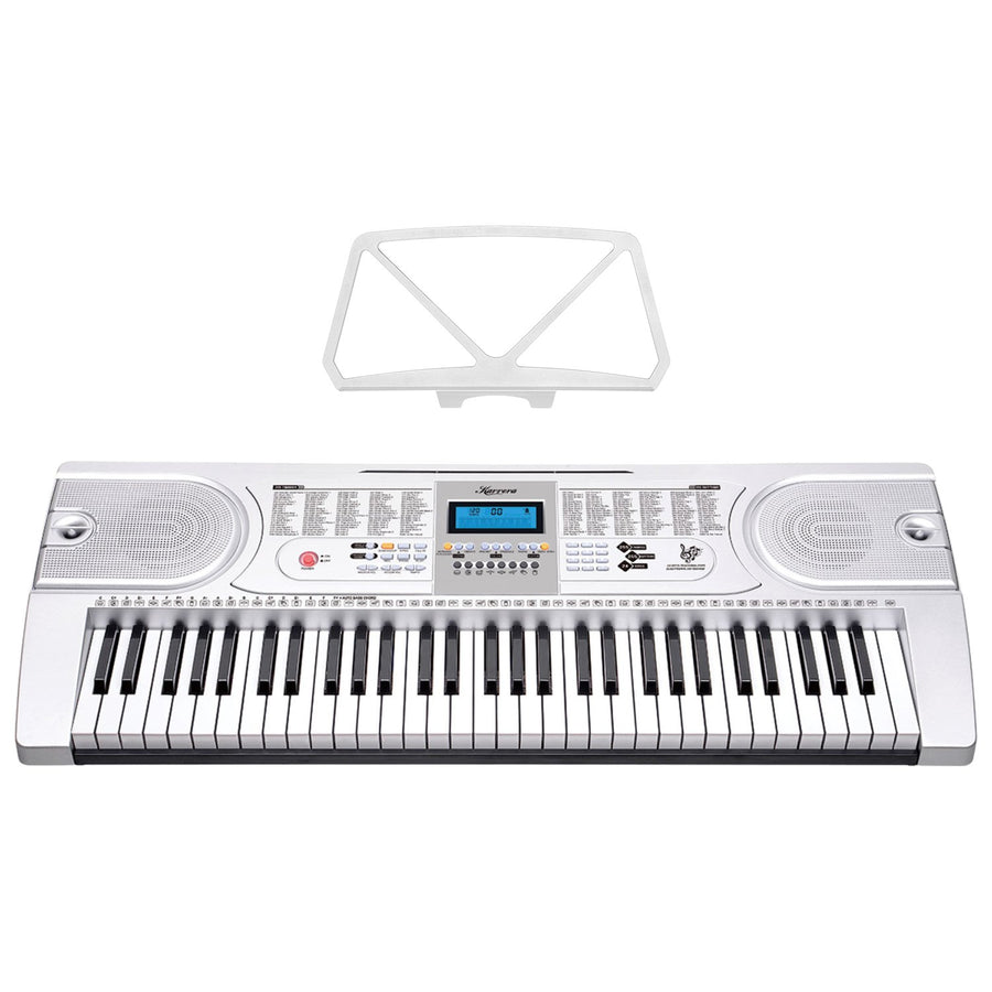 Karrera 61 Keys Electronic Keyboard Teaching Piano with Electric Stand in Silver CHJ-61