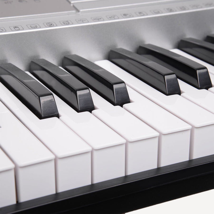 Karrera 61 Keys Electronic Keyboard Teaching Piano with Electric Stand in Silver CHJ-61