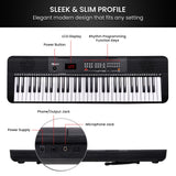 Karrera 61-Key Electronic Piano Keyboard with LED and Folding Stand in Black CHJ-SD1