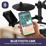 Karrera 18S Electronic Drum Kit Mesh Pads 8in Snare Bluetooth Sounds USB/MIDI Output Kick Pedal - Extra Image