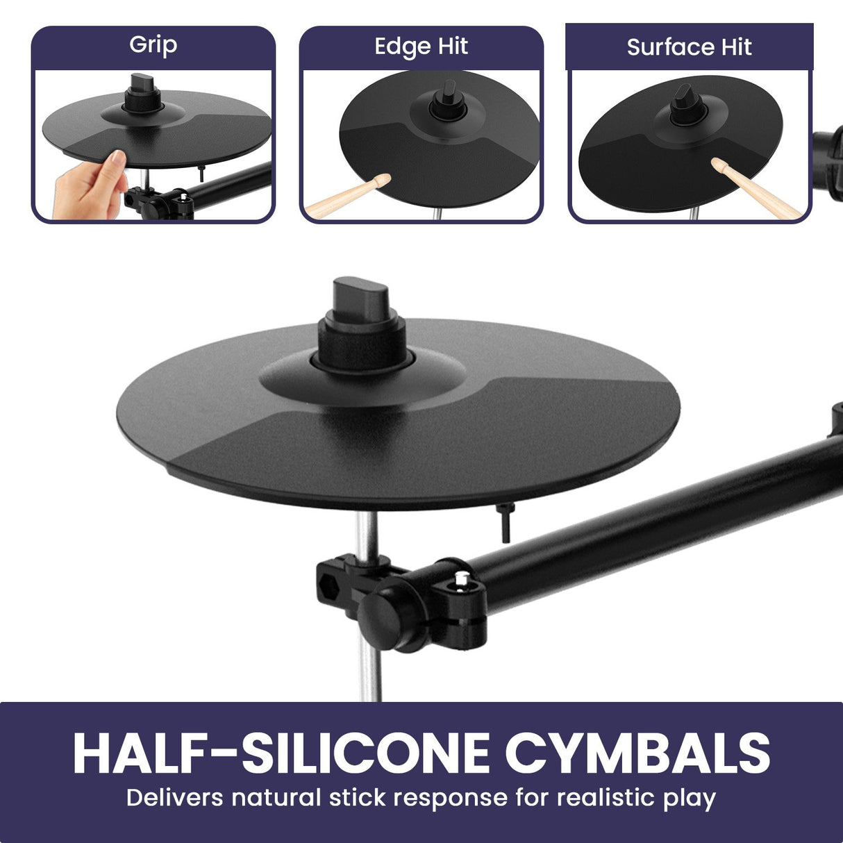 Karrera 18S Electronic Drum Kit Mesh Pads 8in Snare Bluetooth Sounds USB/MIDI Output Kick Pedal