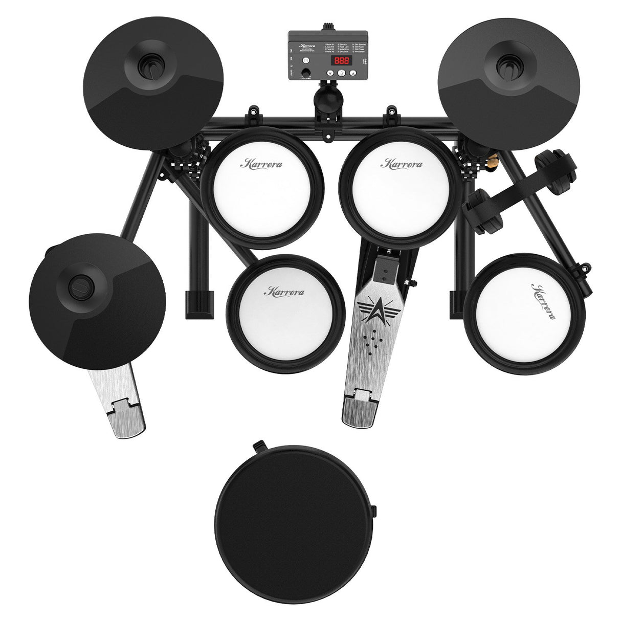 Karrera TDX-16 Electronic Drum Kit with LCD, Toms, Snares Quiet Mesh Pads & Pedals, Adjustable