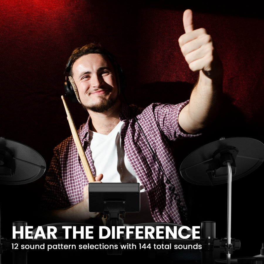 Karrera TDX-16 Electronic Drum Kit with LCD, Toms, Snares Quiet Mesh Pads & Pedals, Adjustable
