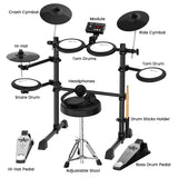 Karrera TDX-16 Electronic Drum Kit with LCD, Toms, Snares Quiet Mesh Pads & Pedals, Adjustable - Top-Down View