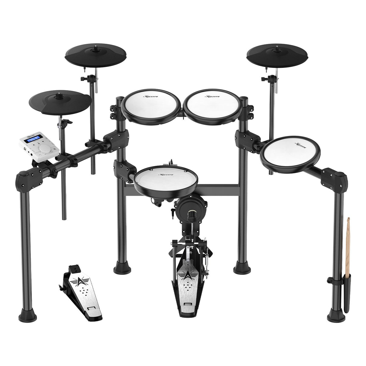 Karrera X23 Electronic Drum Kit with Sound Module, 3 Toms, Snare Quiet Mesh Drum Heads, Cymbals