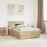 Bed Frame Sonoma Oak 135 x 190 cm Engineered Wood - Front View