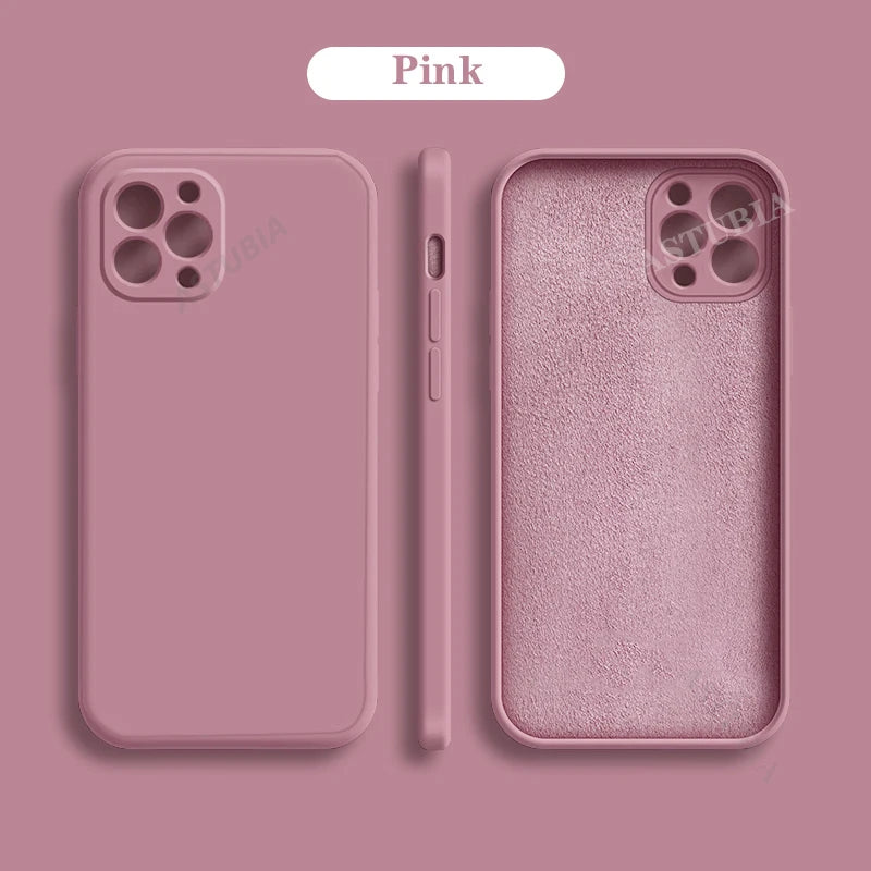 New Plain Neon Liquid Silicone Colorful Soft Case for iPhone 16 15 14 13 12 11 Pro Max Plus Fluorescent Microfiber Pink Cover