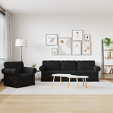 Sofa Set 2 pcs Black 245 x 82 x 80 cm Fabric - Side View