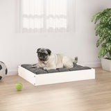 Dog Bed White 61.5x49x9 cm Solid Wood Pine - Front View