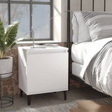 Bed Cabinet with Metal Legs White 40x30x50 cm - Front View