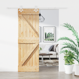 Sliding Door Natural and White 70 x 210 cm Solid Pine Wood