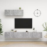 TV Cabinets 3 pcs Concrete Grey Engineered Wood - Front View
