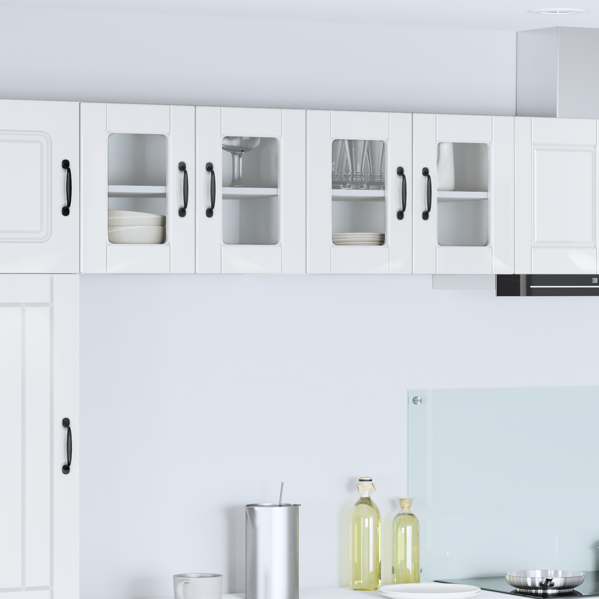 Wall Glass Cabinet PORTO 2 pcs High Gloss White 60 x 31 x 40 cm