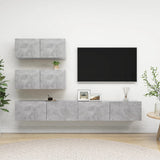 4 Piece TV Cabinet Set Concrete Grey Engineered Wood - Front View